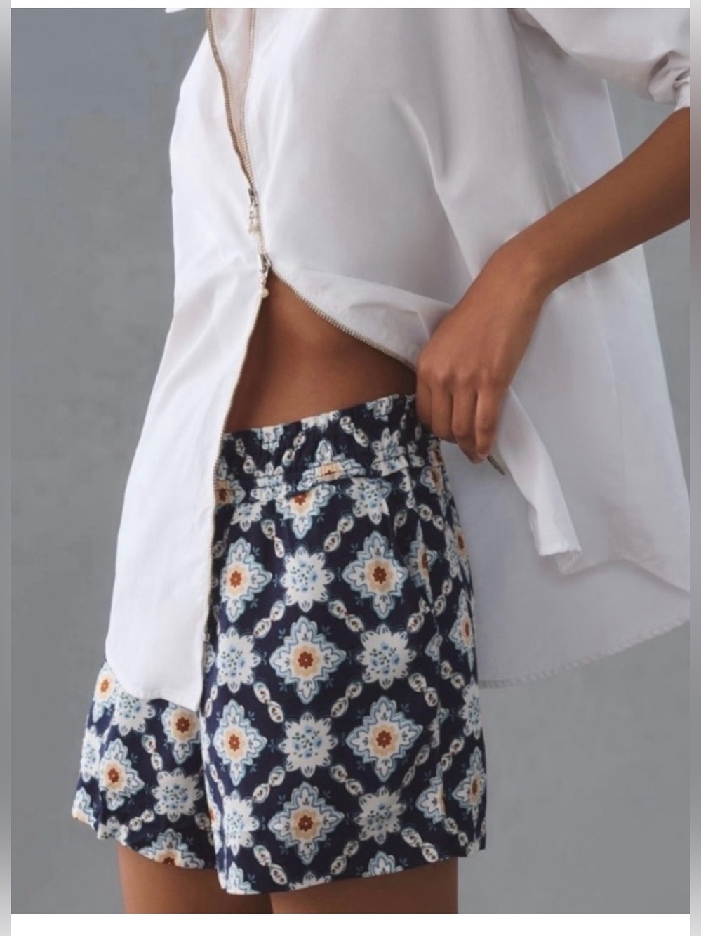 Anthropologie Easy Traveler Shorts Boho Navy Floral Geometric Coastal Breezy S - Picture 2 of 10